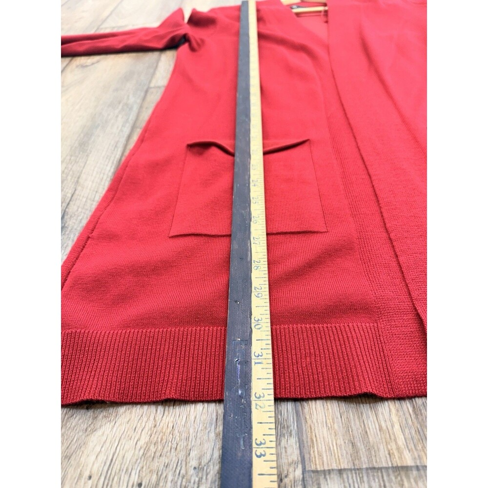 Seven Manor Women Sweater Size M Red Open Front Cardigan Long Sleeve - Picture 6 of 8